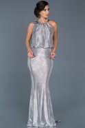 Long Silver Evening Dress ABU531