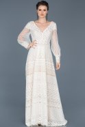 Long White Engagement Dress ABU581