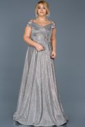 Long Black-Silver Plus Size Evening Dress ABU592