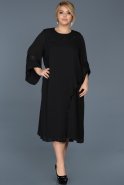 Midi Black Plus Size Evening Dress ABK363