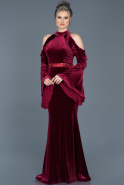 Long Burgundy Velvet Evening Dress ABU488