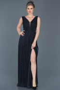 Long Navy Blue Prom Gown ABU598