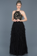 Long Black Engagement Dress ABU526