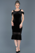 Short Black Velvet Evening Dress ABK243