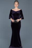 Long Purple Velvet Gown ABU519