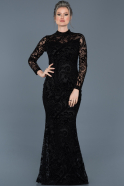 Long Black Velvet Invitation Dress ABU570
