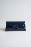 Navy Blue Patent Leather Portfolio Bag V452