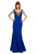 Long Sax Blue Evening Dress O1203