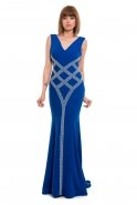 Long Sax Blue Evening Dress O3937
