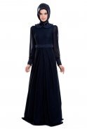 Navy Blue Hijab Dress S3931
