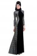Black-Grey Hijab Dress M1431