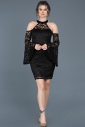 Short Black Laced Invitation Dress ABK375