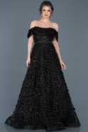 Long Black Engagement Dress ABU586