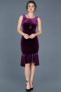 Short Purple Velvet Evening Dress ABK232
