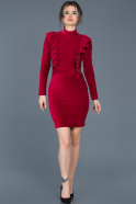 Short Red Velvet Invitation Dress ABK328
