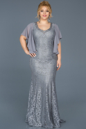 Long Grey Oversized Mermaid Evening Dress ABU474