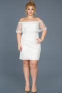 Short White Oversized Evening Dress ABK277