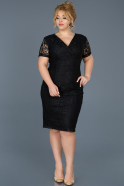 Short Black Laced Plus Size Evening Dress ABK378