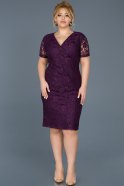 Short Violet Laced Plus Size Evening Dress ABK378