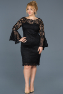Short Black Laced Plus Size Evening Dress ABK383