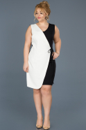 Short Black-White Plus Size Evening Dress ABK380