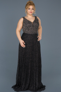 Long Black Plus Size Evening Dress ABU612