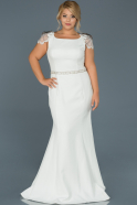 Long White Plus Size Evening Dress ABU468