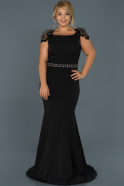 Long Black Plus Size Evening Dress ABU468