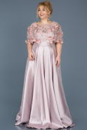 Long Rose Colored Plus Size Evening Dress ABU115