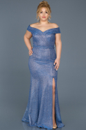 Long Sax Blue Oversized Evening Dress ABU614