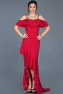 Front Short Back Long Red Mermaid Evening Dress ABO016