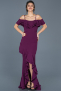Front Short Back Long Violet Mermaid Evening Dress ABO016