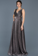 Long Black-Silver Engagement Dress ABU623