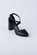 Black Skin Platform Heels AB1015