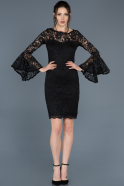 Short Black Laced Invitation Dress ABK385