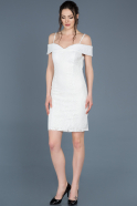 Short White Laced Invitation Dress ABK411