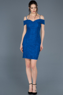 Short Sax Blue Laced Invitation Dress ABK411
