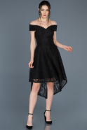 Front Short Back Long Black Laced Prom Gown ABO018