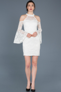 Short White Laced Invitation Dress ABK375