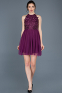 Short Purple Prom Gown ABK416