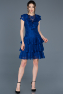 Short Sax Blue Laced Prom Gown ABK424