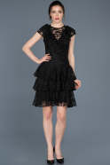 Short Black Laced Prom Gown ABK424