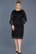 Short Black Laced Oversized Evening Dress ABK429