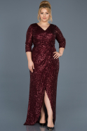Long Burgundy Plus Size Evening Dress ABU615