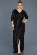 Long Black Plus Size Evening Dress ABU615