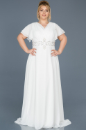 Long White Plus Size Evening Dress ABU535