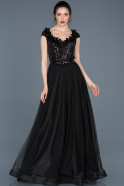 Long Black Engagement Dress ABU649