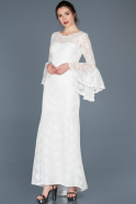 Long White Laced Invitation Dress ABU664