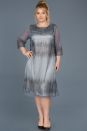 Short Grey Plus Size Evening Dress ABK430