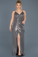 Long Silver Plus Size Evening Dress ABU669